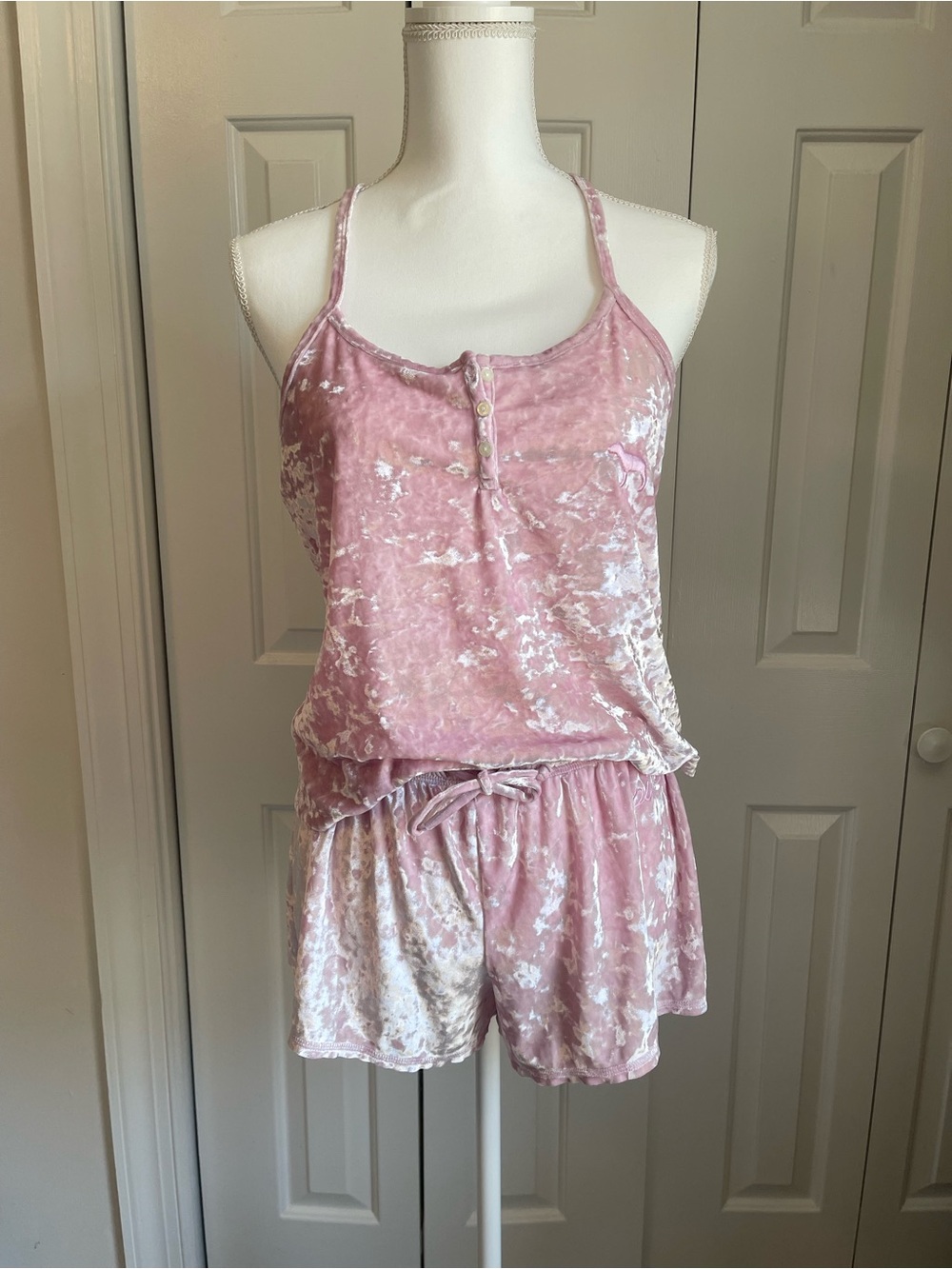 PINK Crushed Velvet Tank & Short Sleep Set